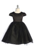 Girls Cap Sleeve Waistline Trim Satin Tulle Junior Bridesmaid Dress 2-14